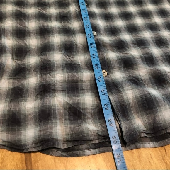 John Varvatos Blue White Checked Short Sleeve Button Shirt Mens Size Large - Picture 5 of 6
